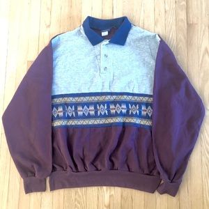 Retro Polo Sweater / Native style paterns
